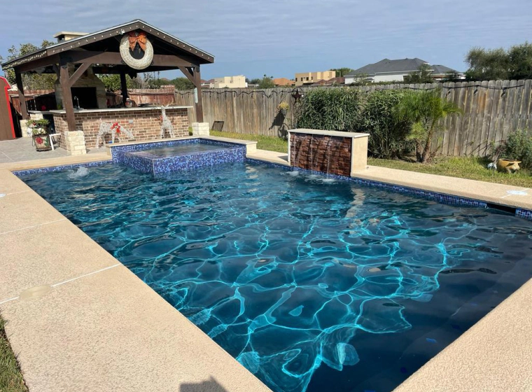 newly built backyard pool